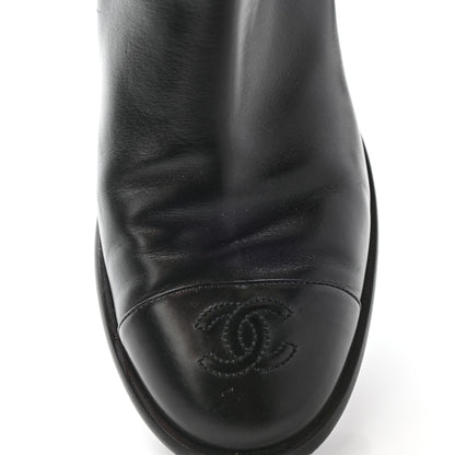 Chanel Crumpled Calfskin Chain CC Cap Toe Short Boots 38.5 Black 9 of 15