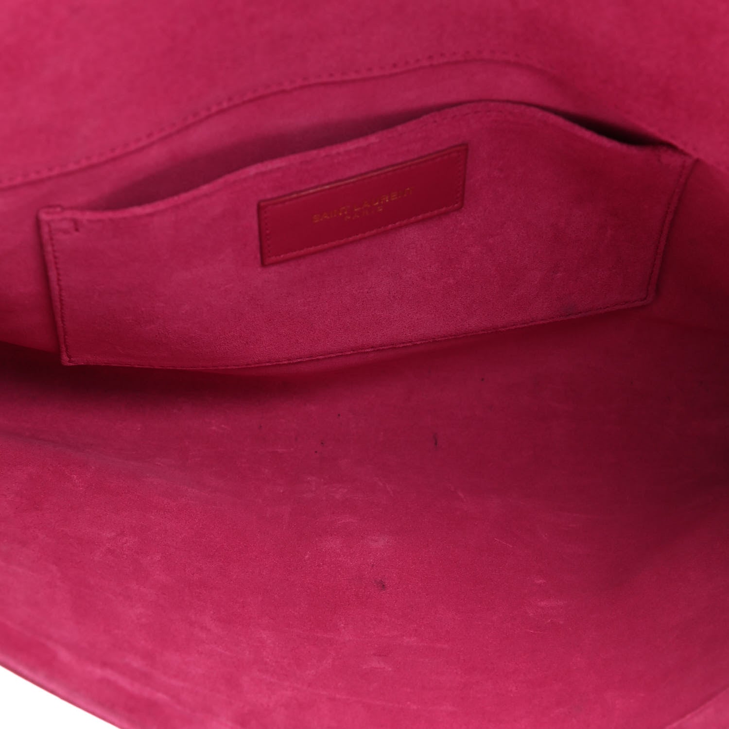 Saint Laurent Calfskin Classic Y Ligne Clutch Fuchsia 4 of 20