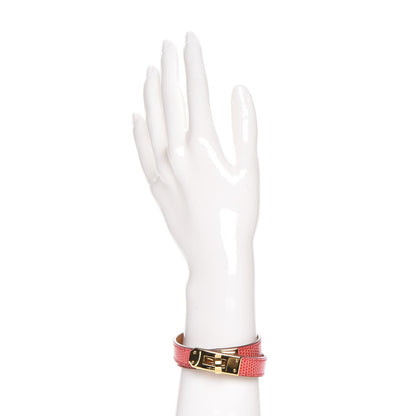 Hermes Lizard Kelly Double Tour Bracelet S Bougainvillea 2 of 8