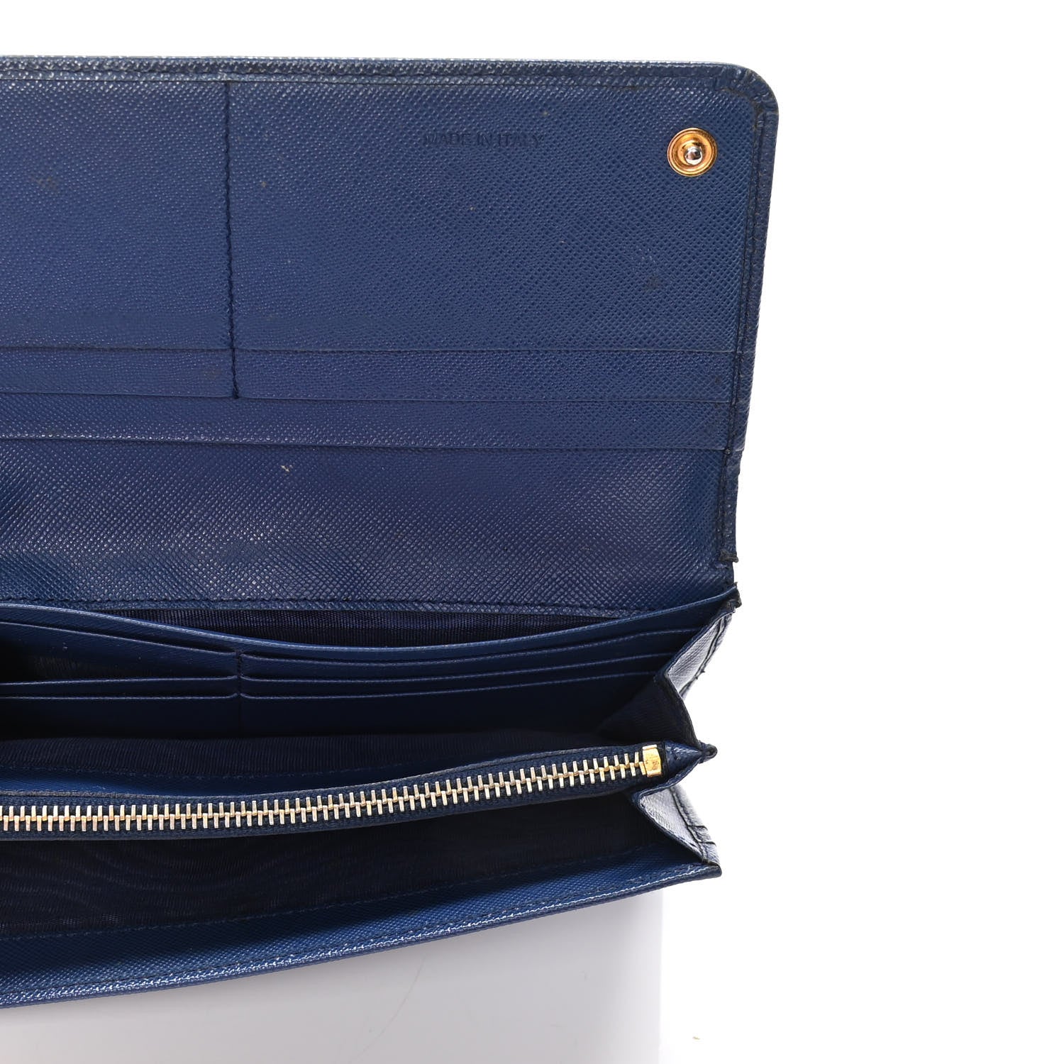 Prada Saffiano Metal Continental Flap Wallet Bleuette 4 of 6