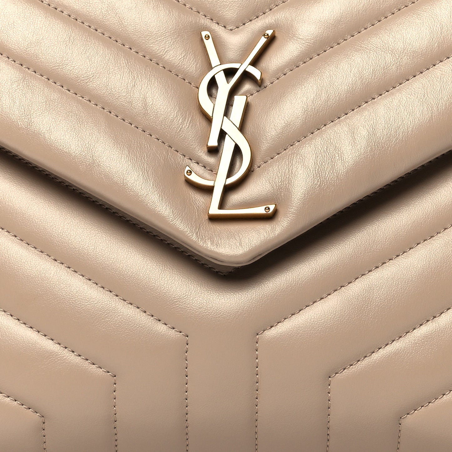 Calfskin Y Quilted Monogram Medium Loulou Chain Satchel Dark Beige