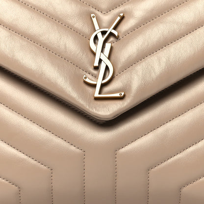 Saint Laurent Calfskin Y Quilted Monogram Medium Loulou Chain Satchel Dark Beige 9 of 12