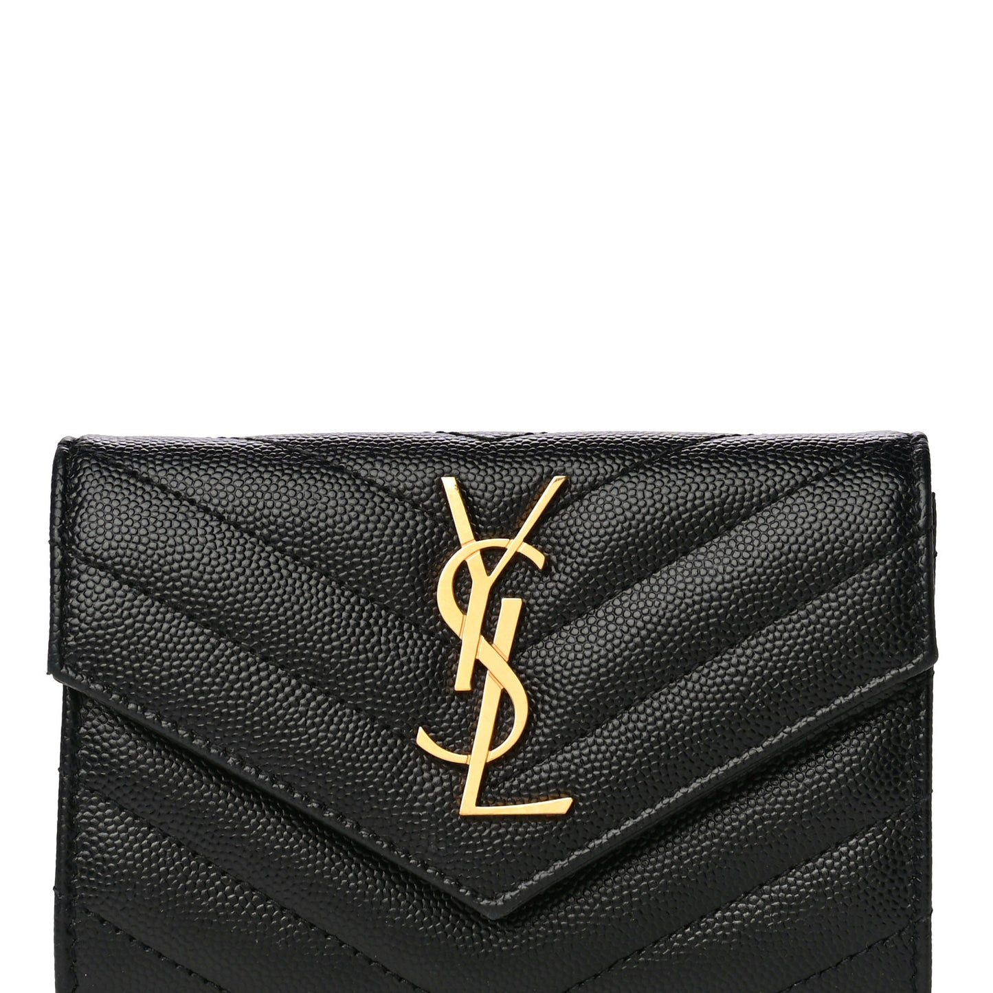 Grain De Poudre Matelasse Chevron Small Monogram Envelope Wallet Black