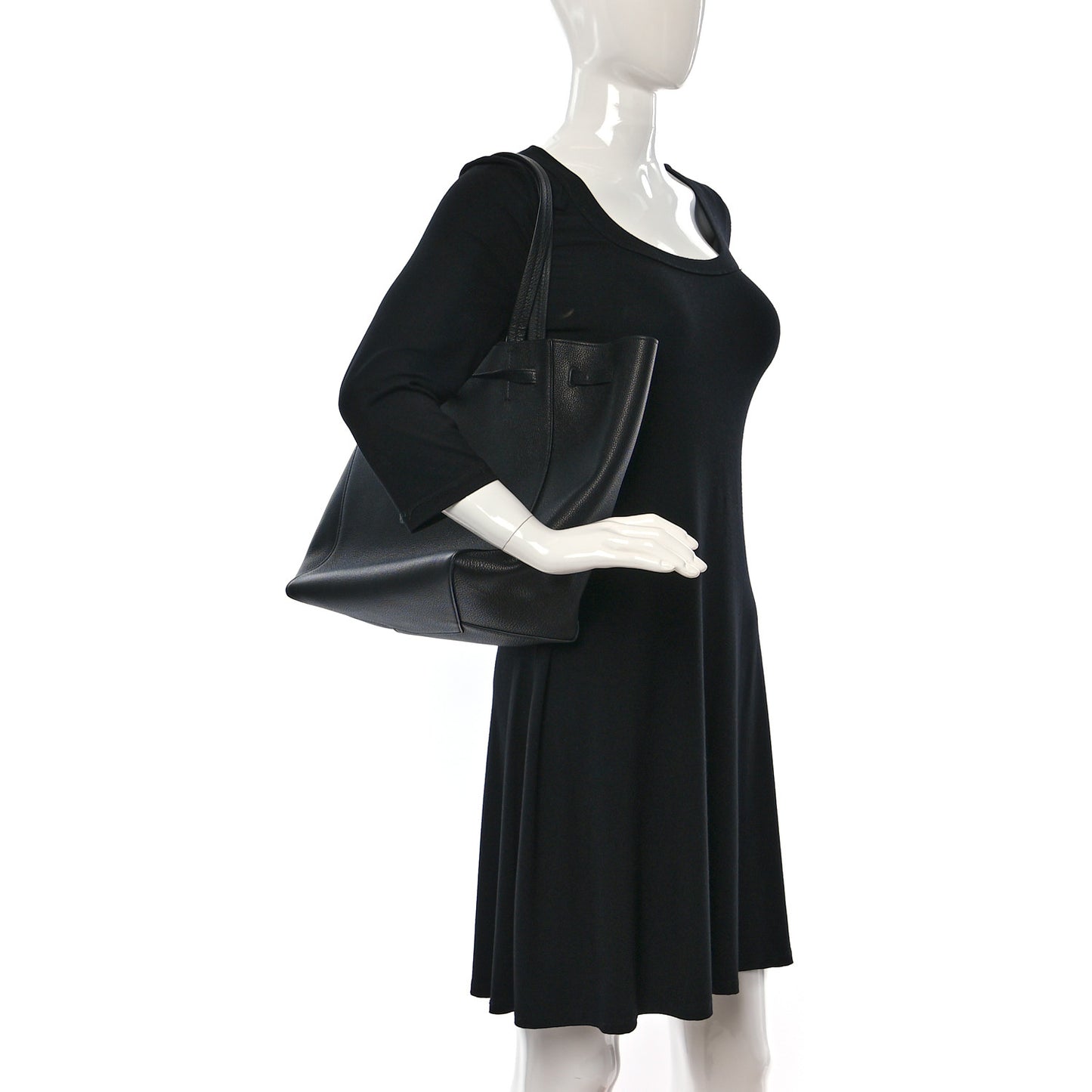 Soft Grained Calfskin Small Belt Cabas Phantom Black