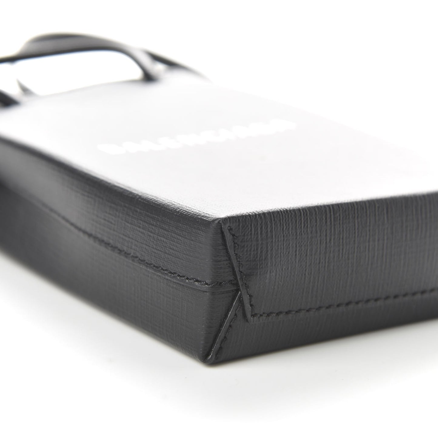 Squared Calfskin Logo Shopping Phone Holder Bag Black