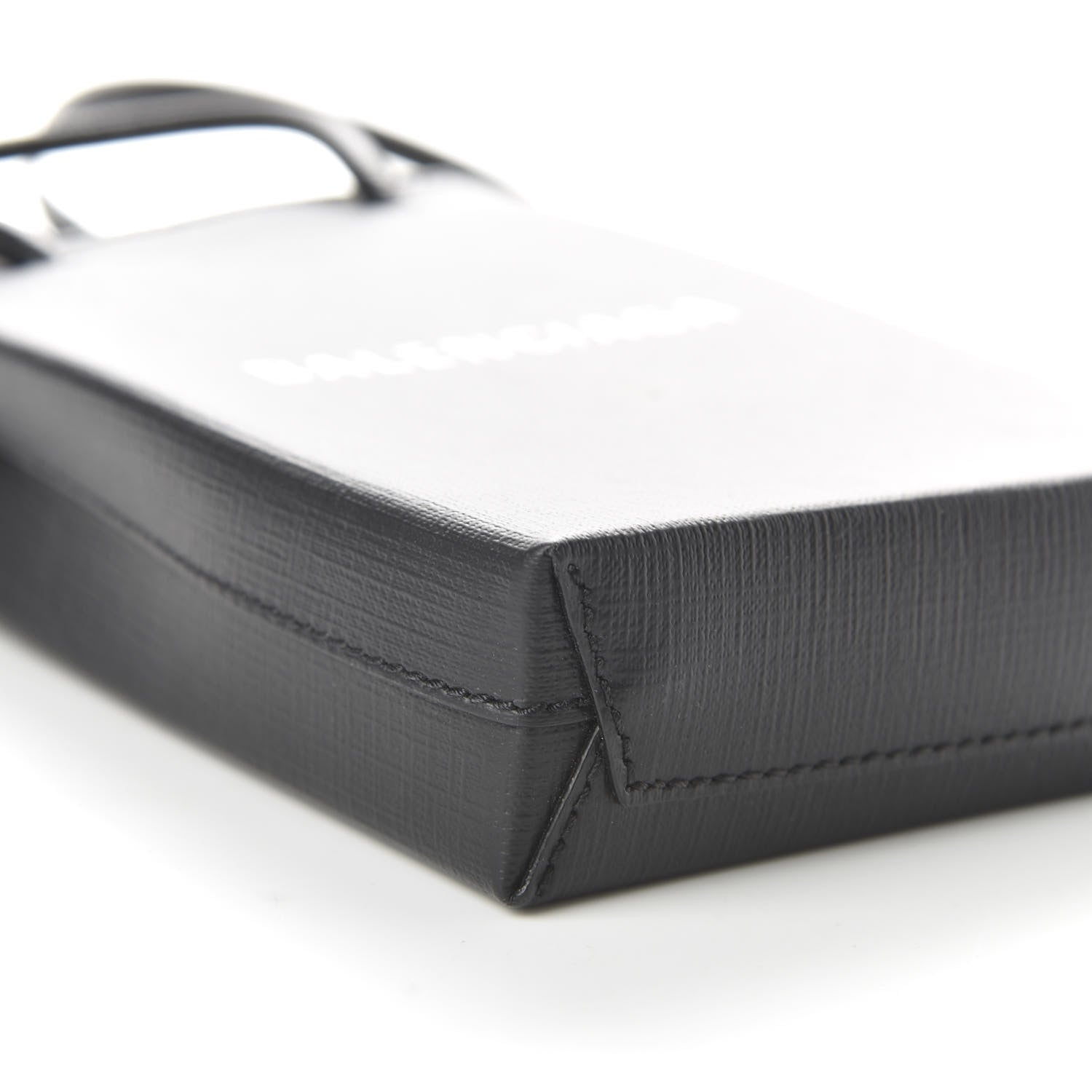 Balenciaga Squared Calfskin Logo Shopping Phone Holder Bag Black 6 of 9