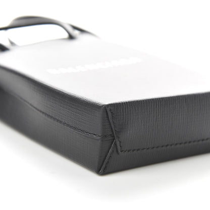 Balenciaga Squared Calfskin Logo Shopping Phone Holder Bag Black 6 of 9