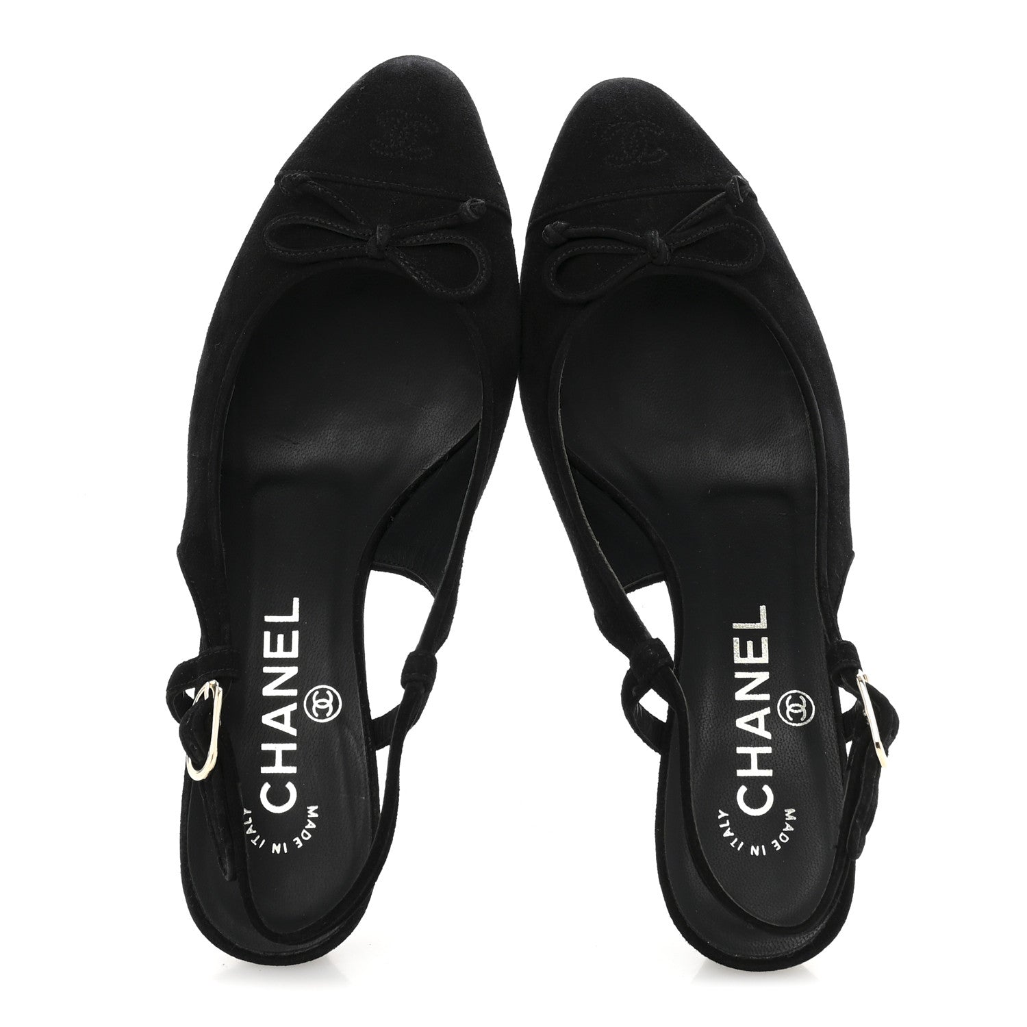 Chanel Suede Cap Toe CC Slingback Pumps 36 Black 2 of 12