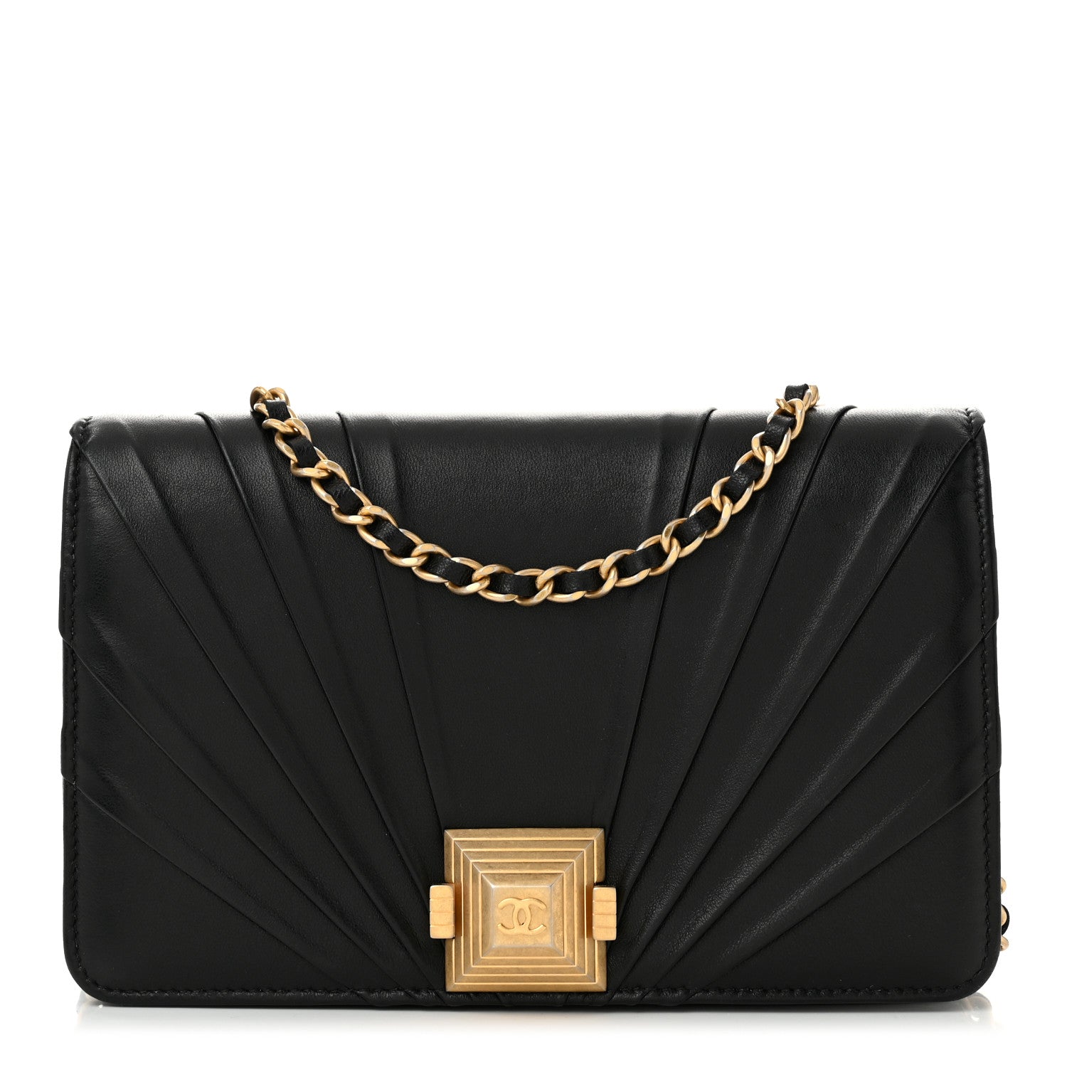 Chanel Lambskin Pyramid Wallet On Chain WOC Black 1 of 11