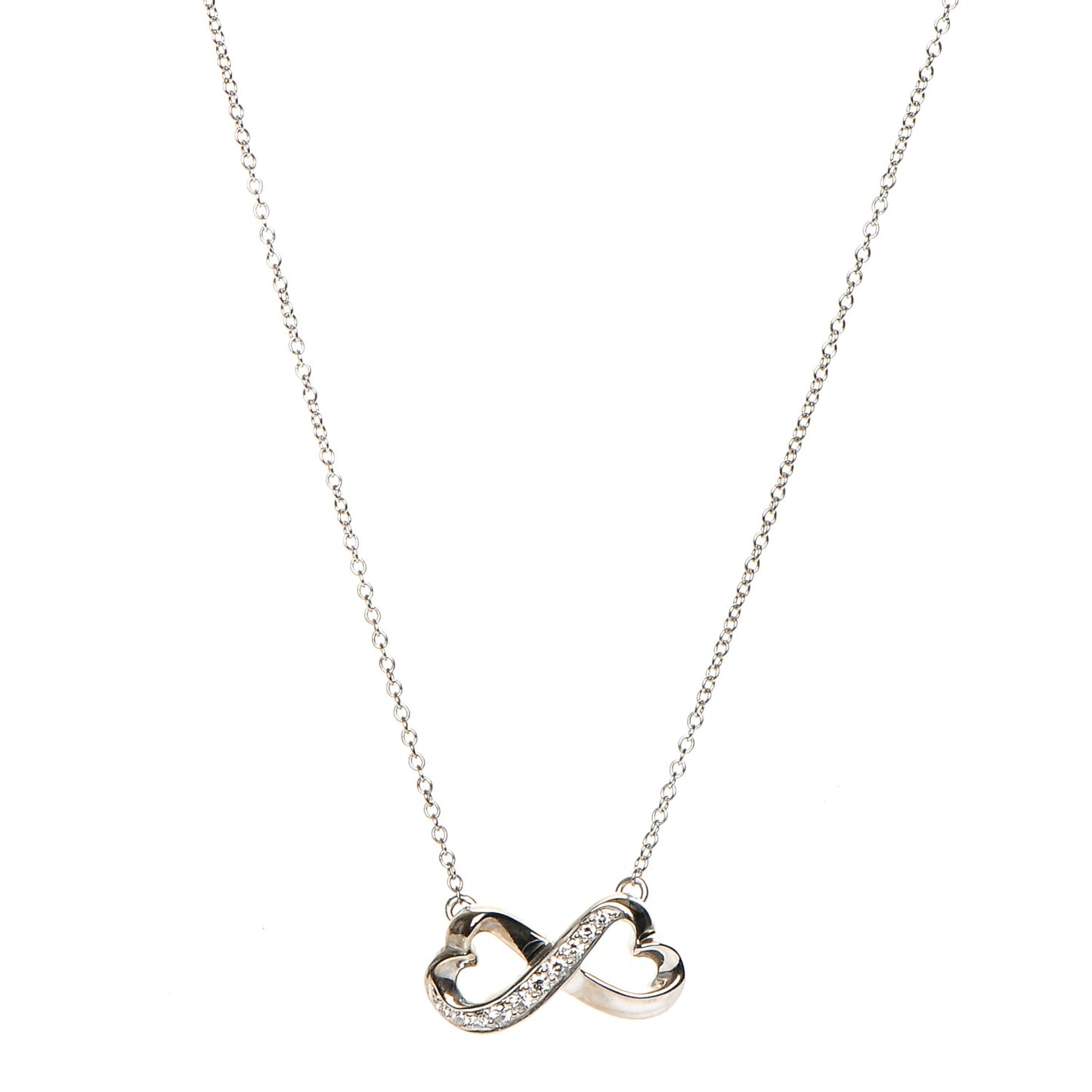 18K White Gold Diamond Paloma Picasso Double Loving Heart Necklace
