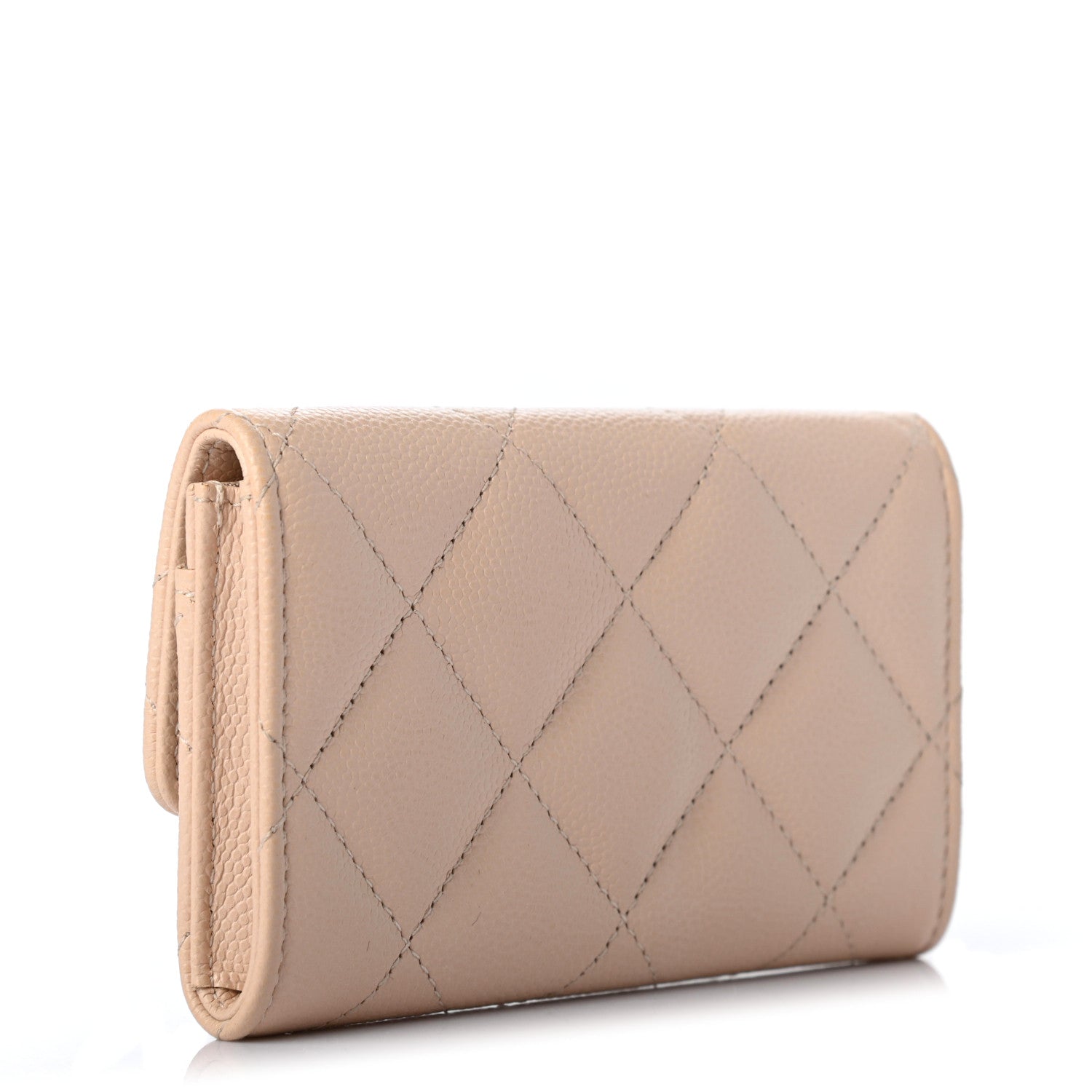 Chanel Caviar Pearl Quilted Coco Candy Flap Card Holder Beige 3 of 8