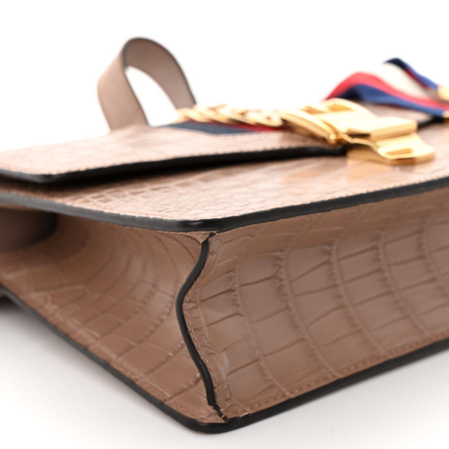 Alligator Small Sylvie Shoulder Bag Beige