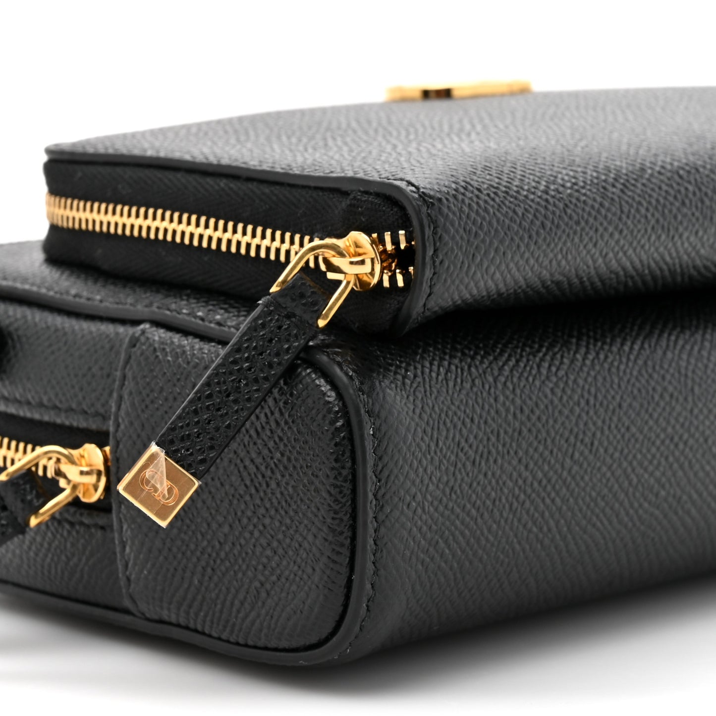 Grained Calfskin Caro Double Pouch Black