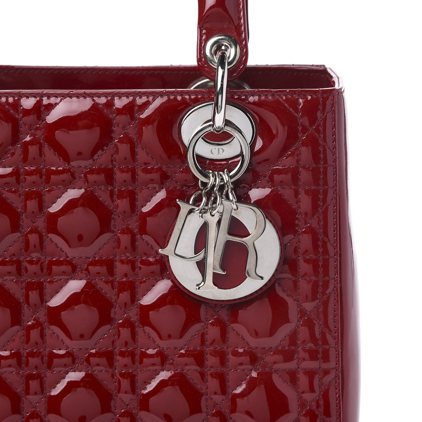 Patent Cannage Medium Lady Dior Red