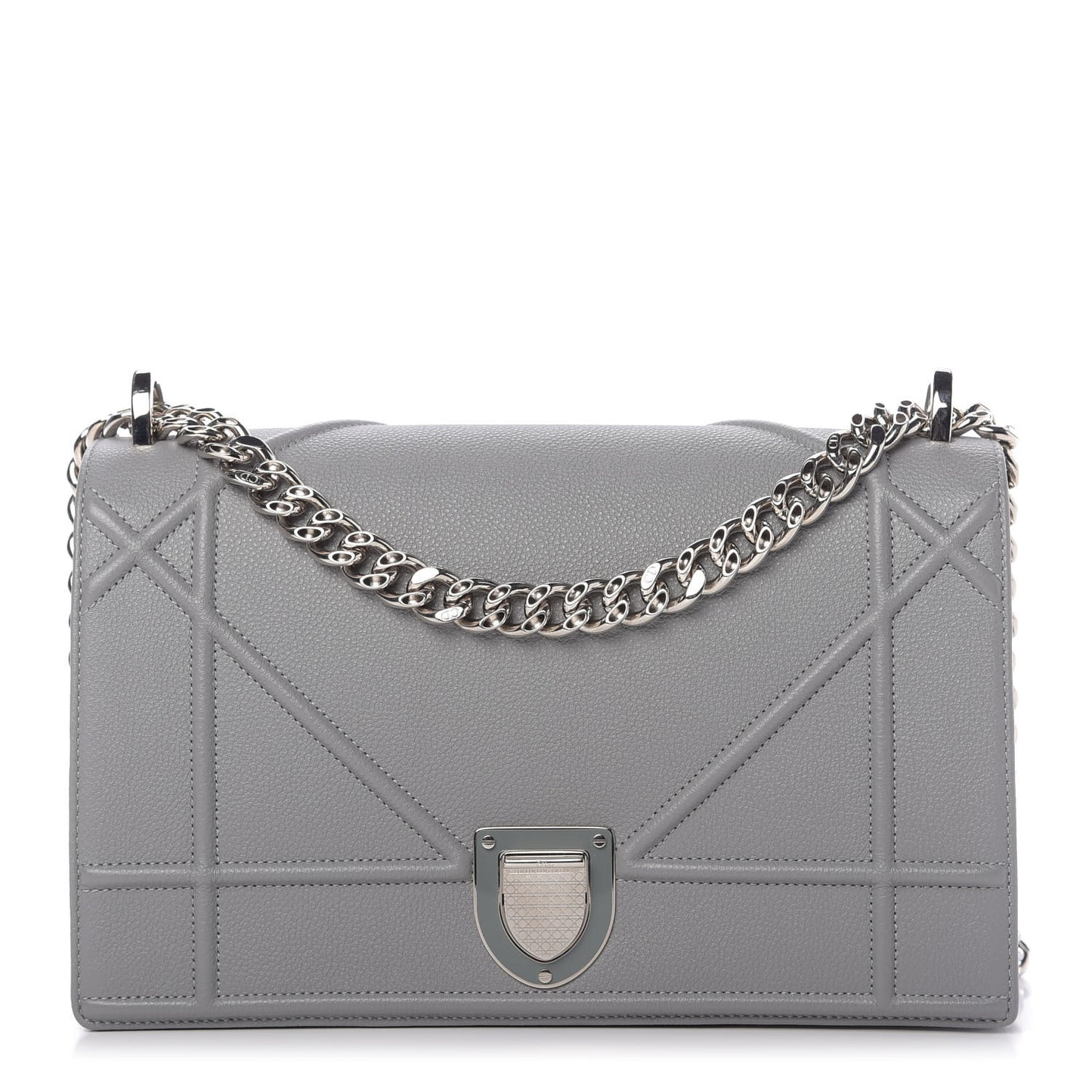 Grained Calfskin Medium Diorama Flap Bag Gris