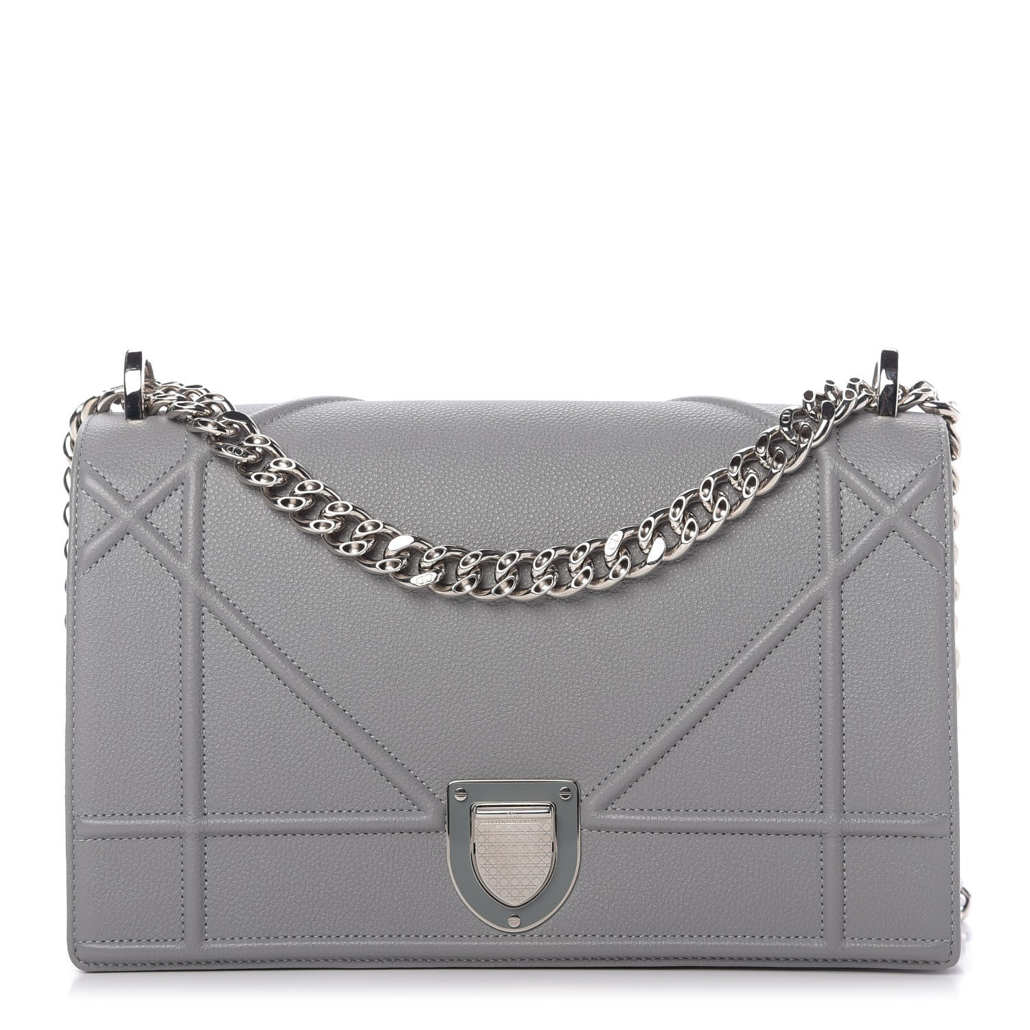 Christian Dior Grained Calfskin Medium Diorama Flap Bag Gris 1 of 11
