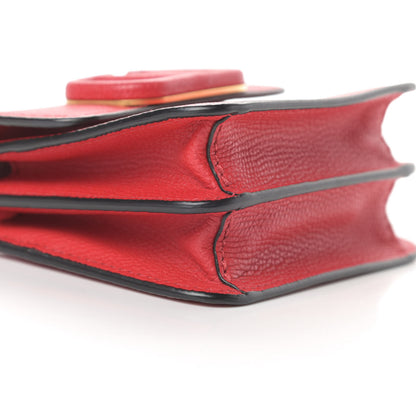 Valentino Garavani Grainy Calfskin Vlogo Compact Wallet with Chain Rouge Pur 8 of 10