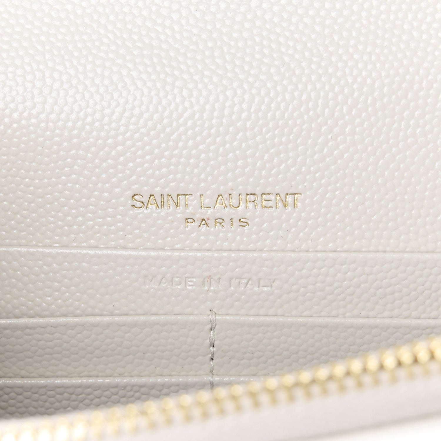 Saint Laurent Grain De Poudre Matelasse Chevron Monogram Envelope Chain Wallet Crema Soft 6 of 11