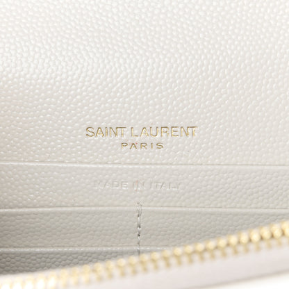 Saint Laurent Grain De Poudre Matelasse Chevron Monogram Envelope Chain Wallet Crema Soft 6 of 11