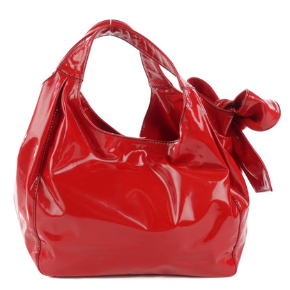 Valentino Garavani Patent Lacca Large Nuage Bow Hobo Red 1 of 8