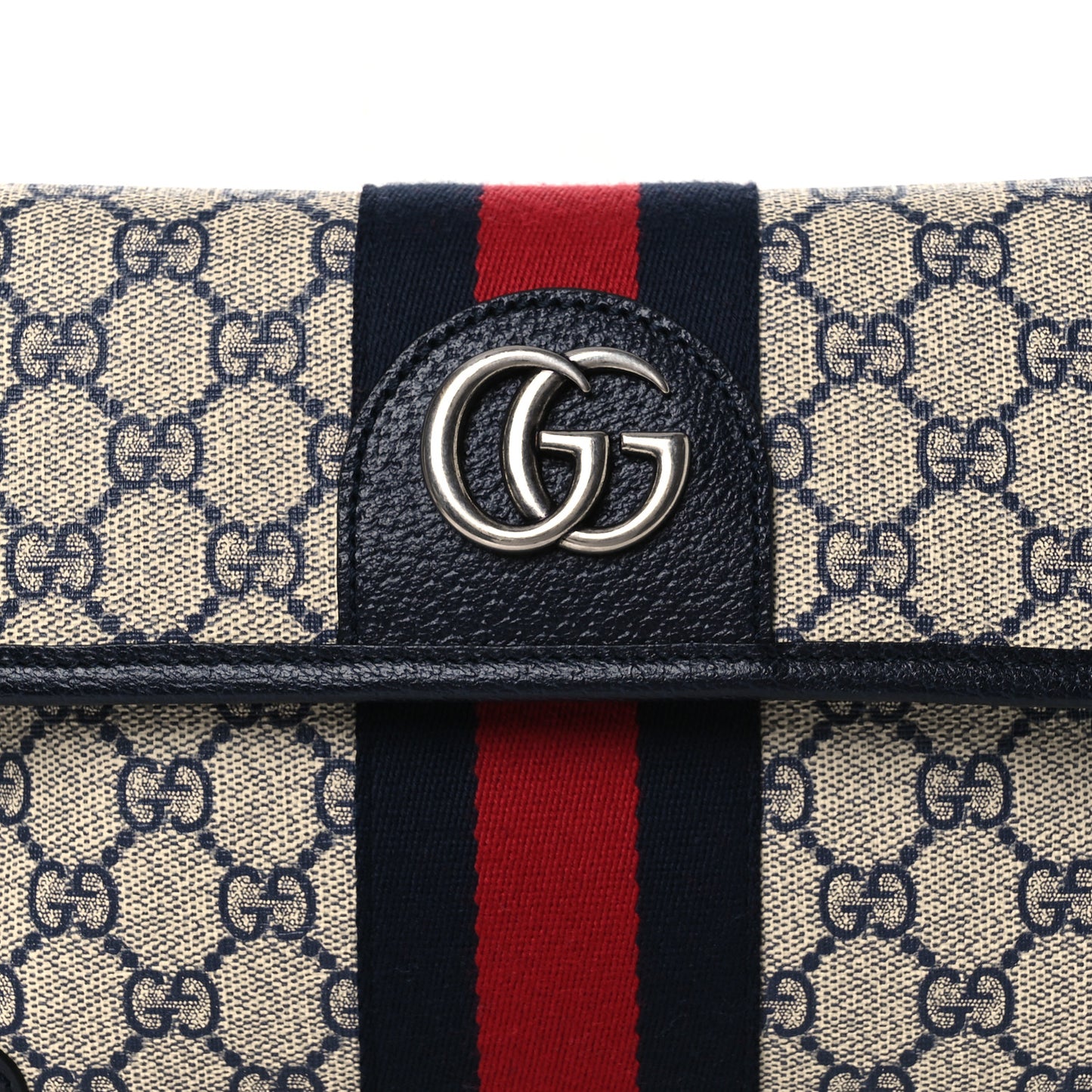 GG Supreme Monogram Web Small Ophidia Belt Bag 90 36 Beige Navy