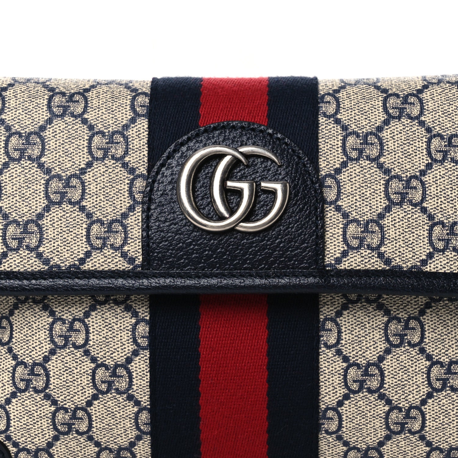 Gucci GG Supreme Monogram Web Small Ophidia Belt Bag 90 36 Beige Navy 8 of 10