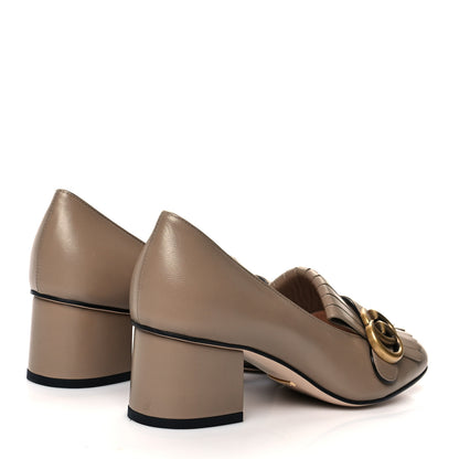 Gucci Malaga Kid GG Marmont Fringe 50mm Loafer Pumps 37.5 Porcelain Rose 4 of 9