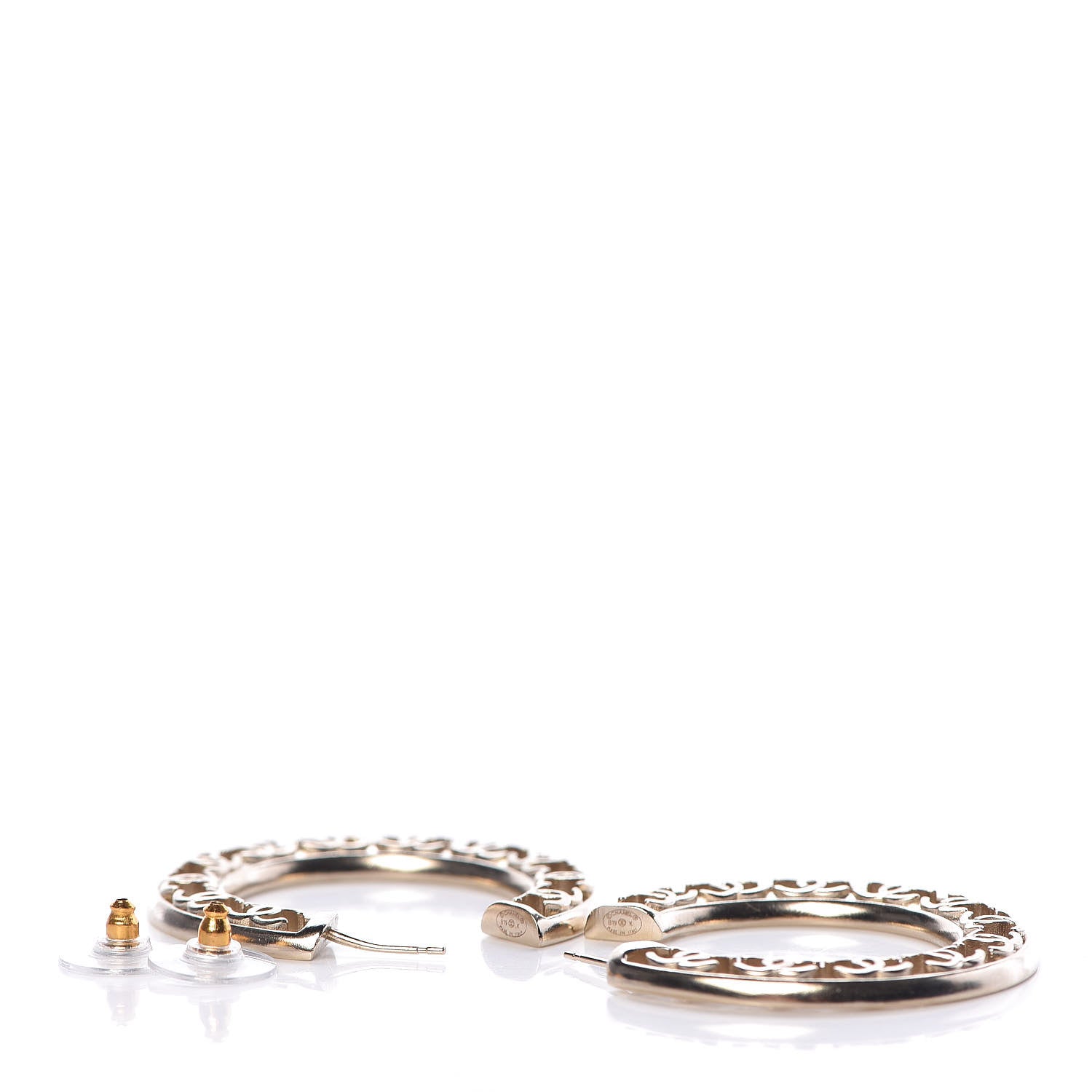 Chanel CC Hoop Earrings Gold 4 of 5