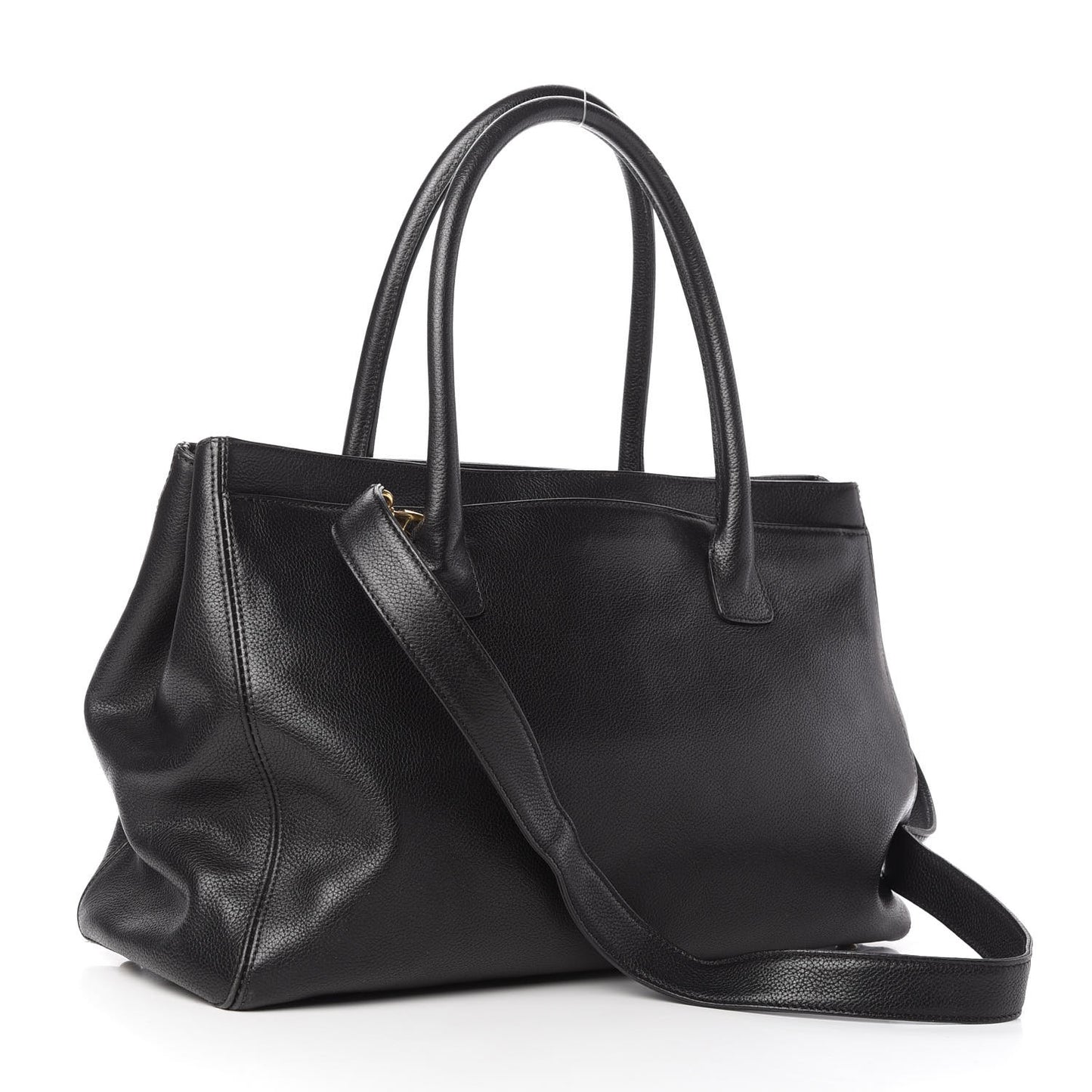 Calfskin Cerf Executive Shopper Tote Black