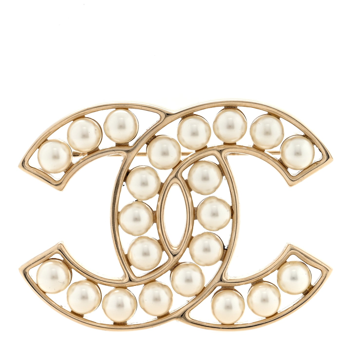 Pearl CC Brooch Light Gold