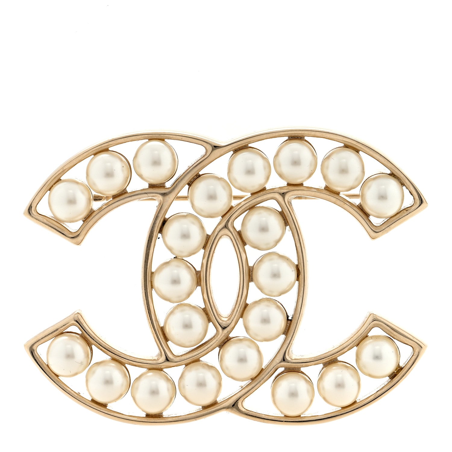 Chanel Pearl CC Brooch Light Gold 1 of 3