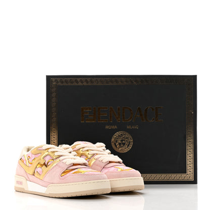 Versace X FENDI Suede Fabric FF Baroque Womens Fendace Match Sneakers 38 Pink Gold Multicolor 9 of 9