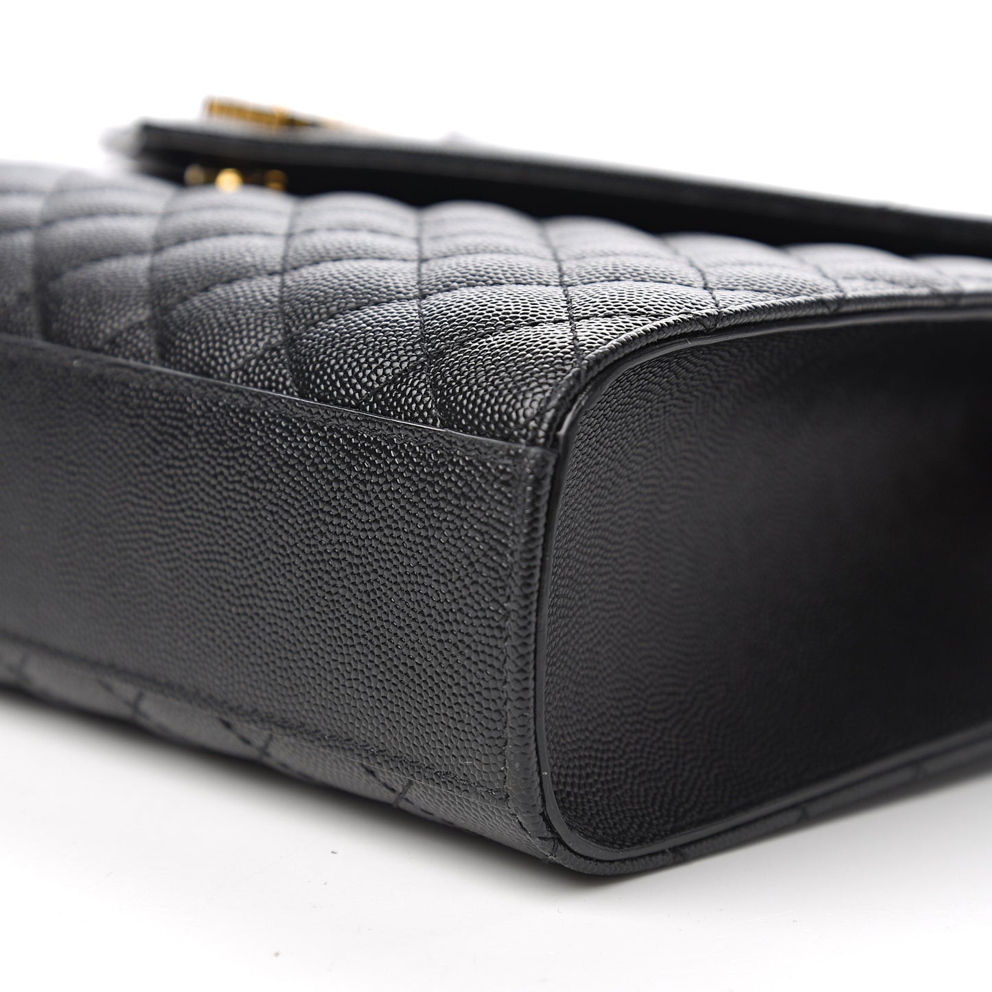 Grain De Poudre Textured Mixed Matelasse Large Triquilt Monogram Satchel Black