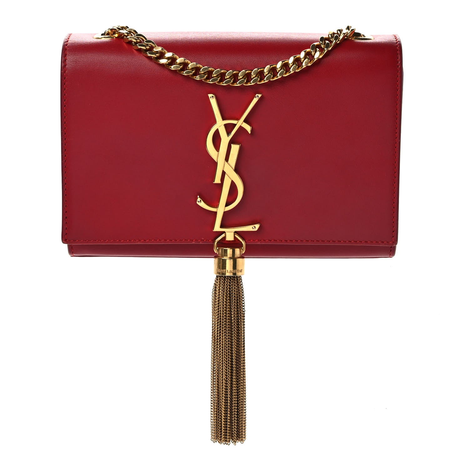Saint Laurent Calfskin Small Classic Monogram Kate Tassel Satchel Red 1 of 8