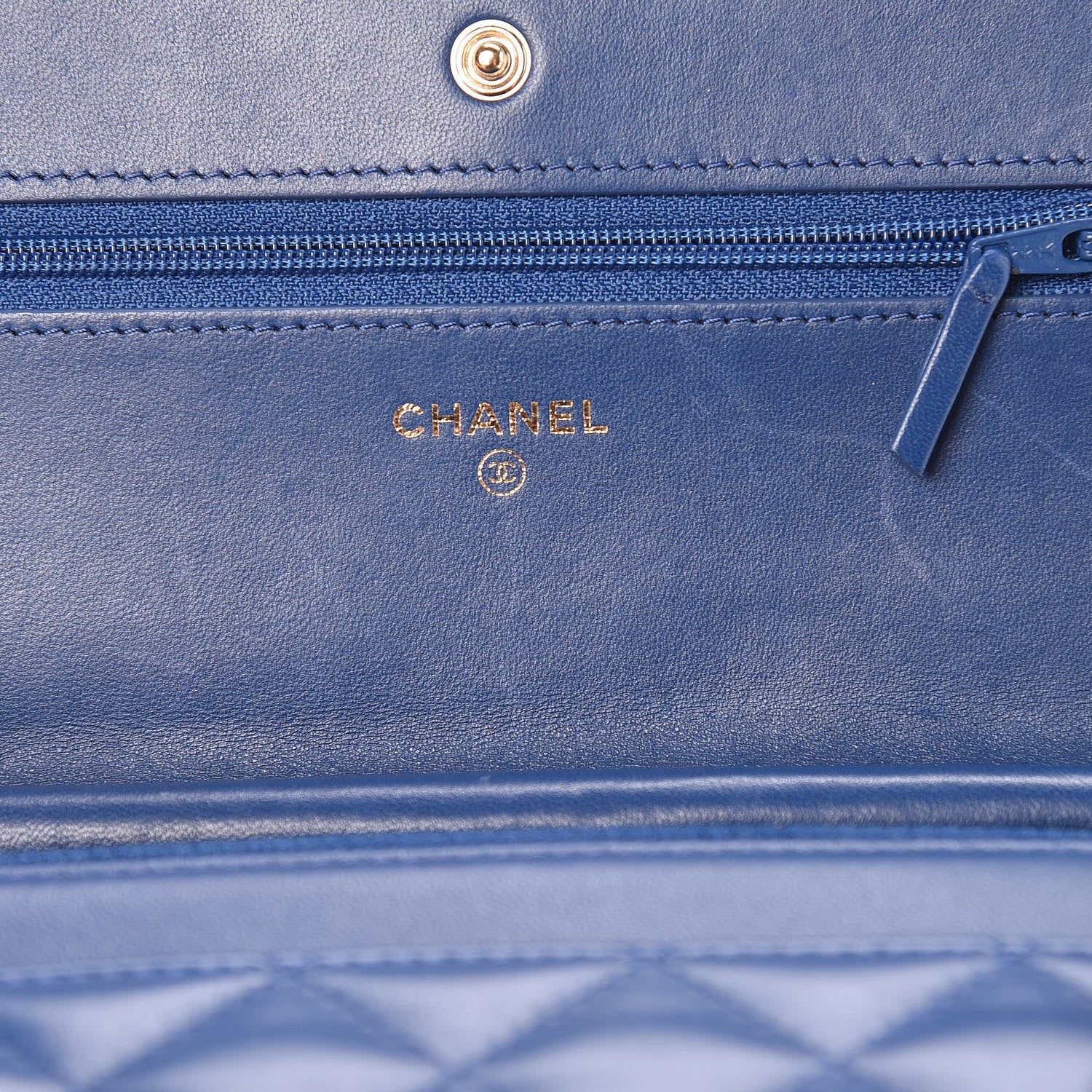 Chanel Lambskin Quilted Wallet On Chain WOC Dark Blue 8 of 15