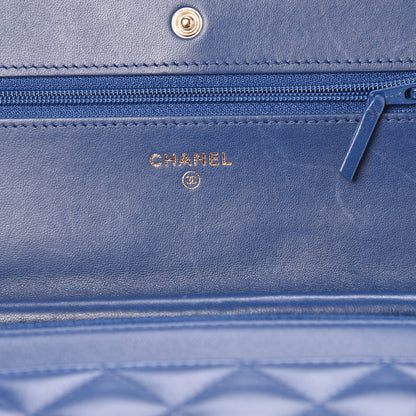 Chanel Lambskin Quilted Wallet On Chain WOC Dark Blue 8 of 15
