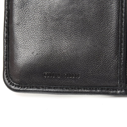 Miu Miu Nappa Matelasse Tri-Fold Flap Wallet Black 6 of 11