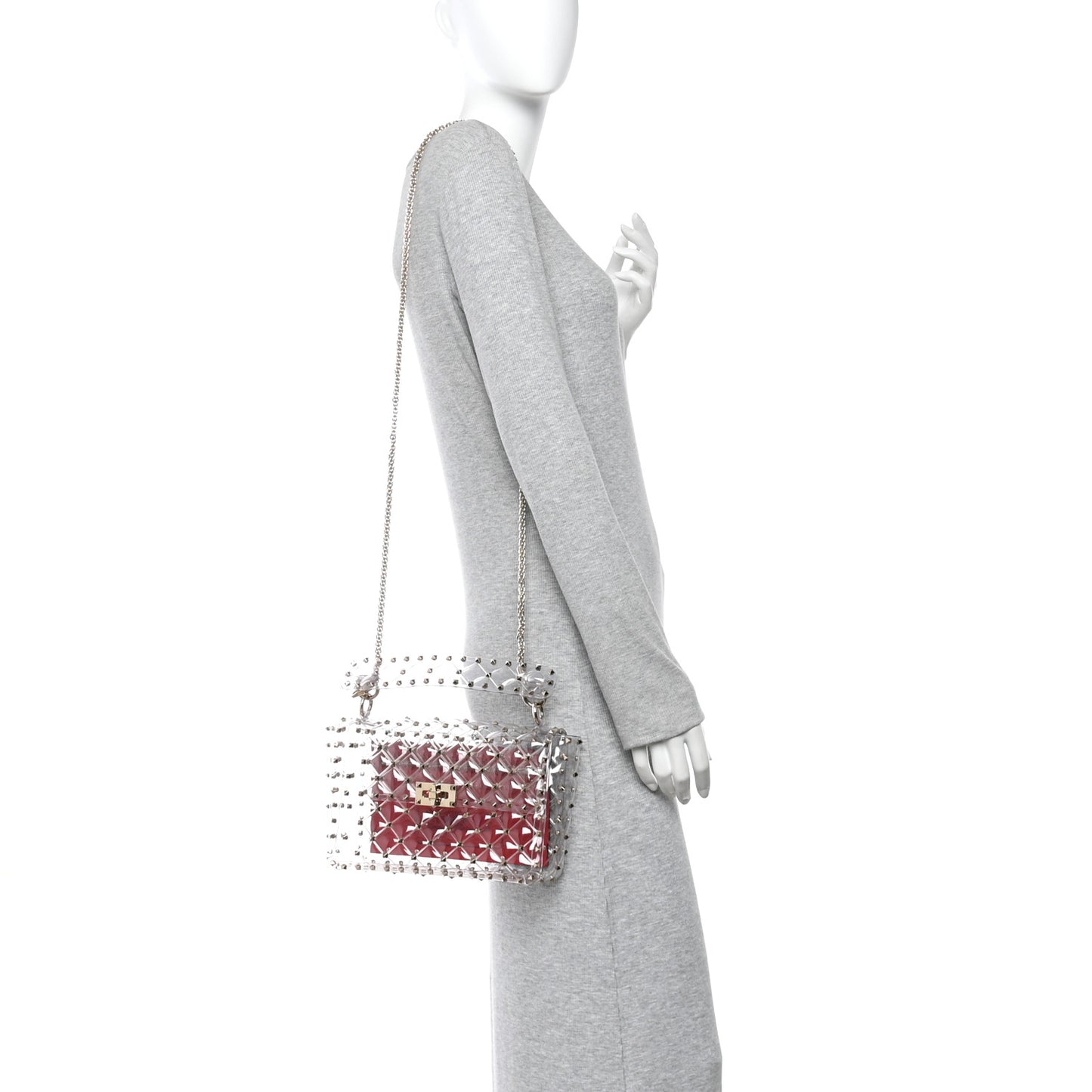PVC Medium Rockstud Spike Shoulder Bag