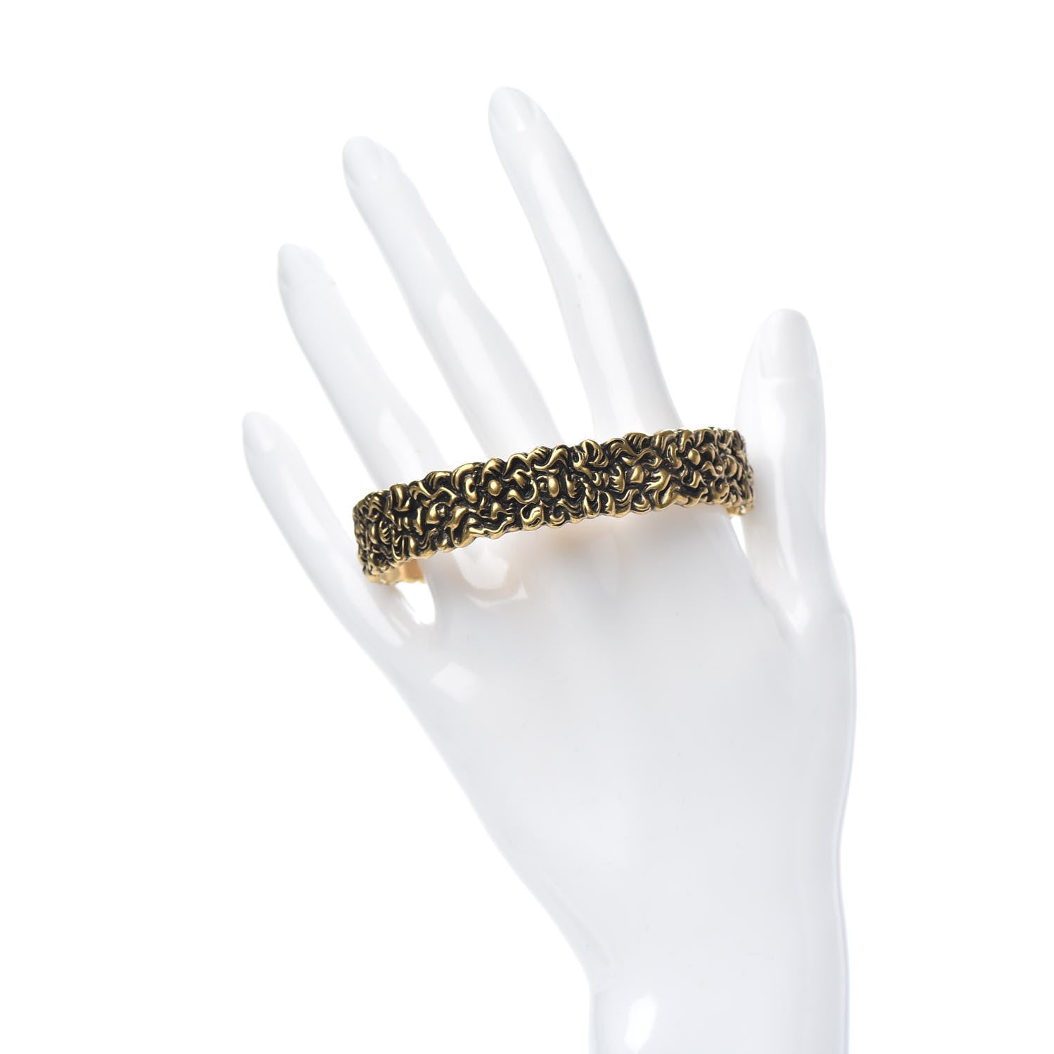 Gucci Metal Lion Mane Cuff Bracelet Aged Gold 2 of 6