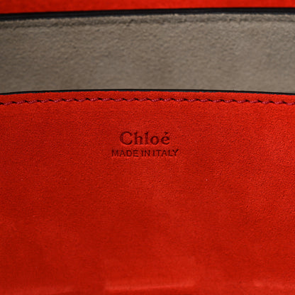 Chloe Suede Smooth Calfskin Drew Shoulder Bag Plaid Red 6 of 8