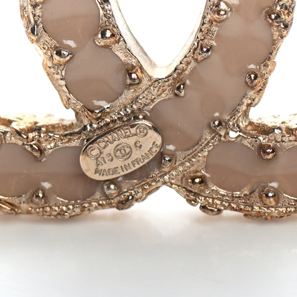 Chanel Crystal CC Brooch Light Gold Pink 4 of 4