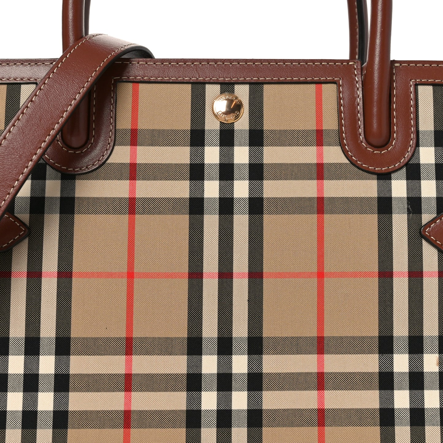 Calfskin Vintage Check Two Handle Title Bag Archive Beige