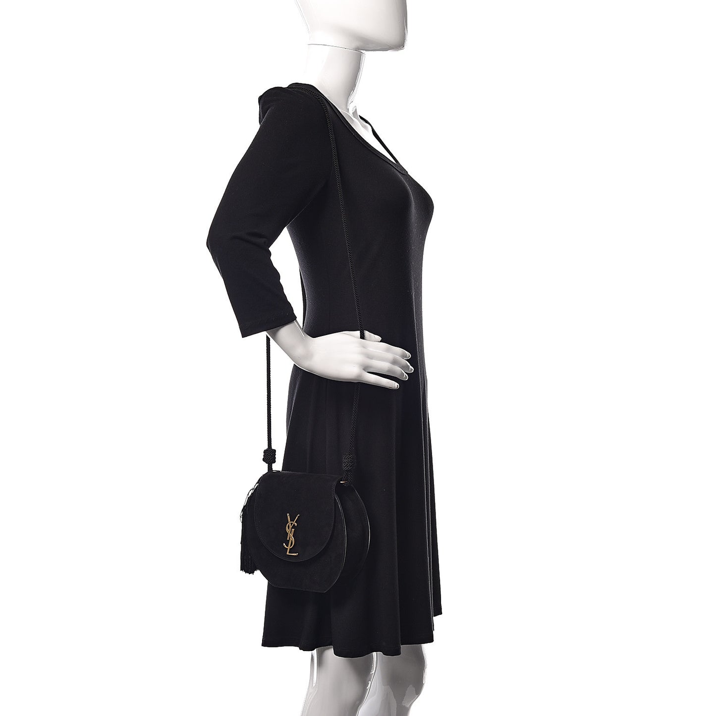 Suede Tassel Demie Lune Minaudiere Black