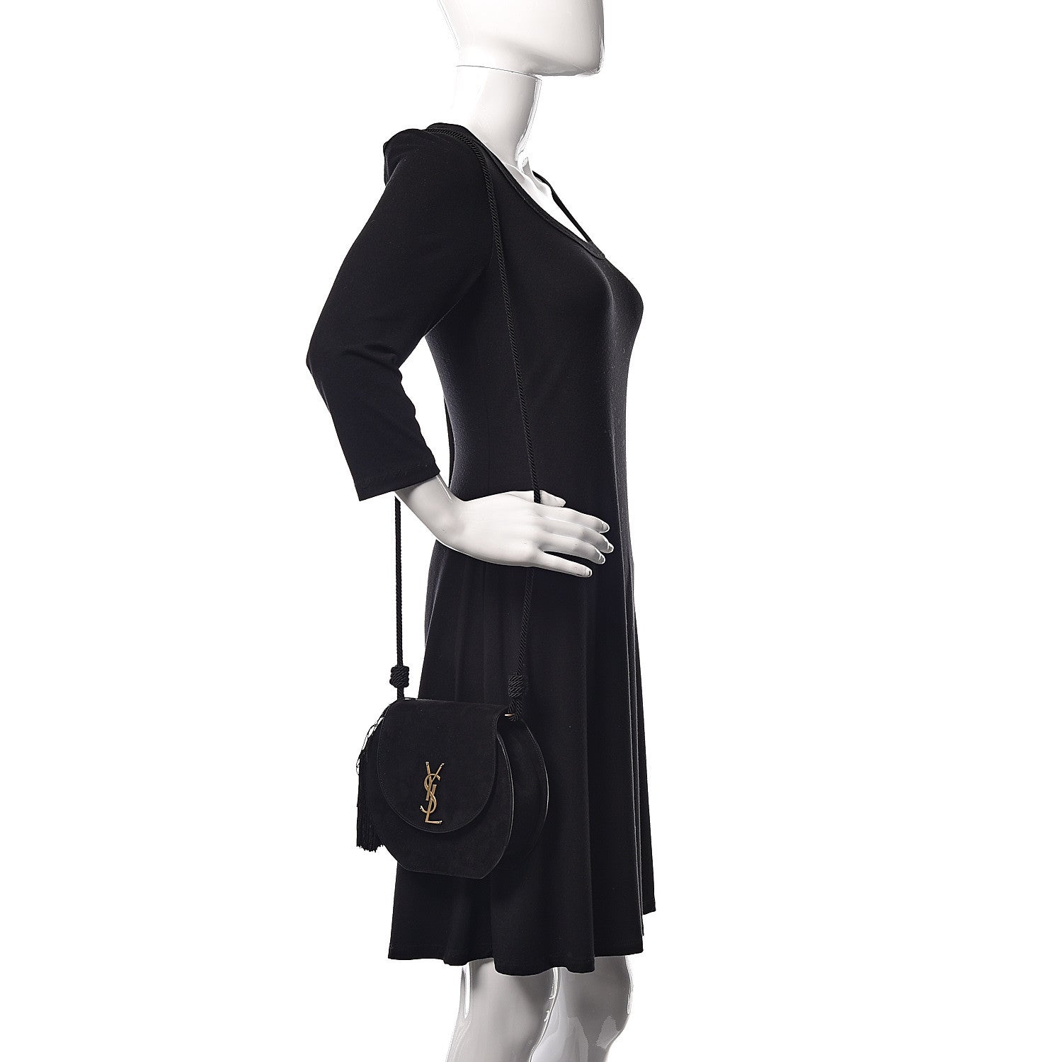 Saint Laurent Suede Tassel Demie Lune Minaudiere Black 2 of 10