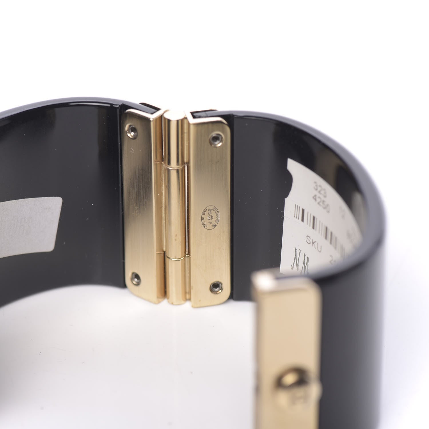 Chanel Resin Pearl CC Cuff Black 4 of 6