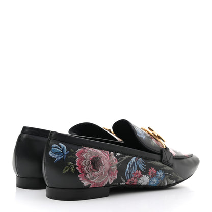 Louis Vuitton Calfskin Flowers Upper Case Flat Loafer 39 Black Multicolor 4 of 8