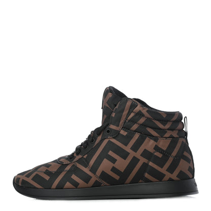 Fendi Nylon FF Reloaded High Top Sneakers 36 Tobacco Black 1 of 9