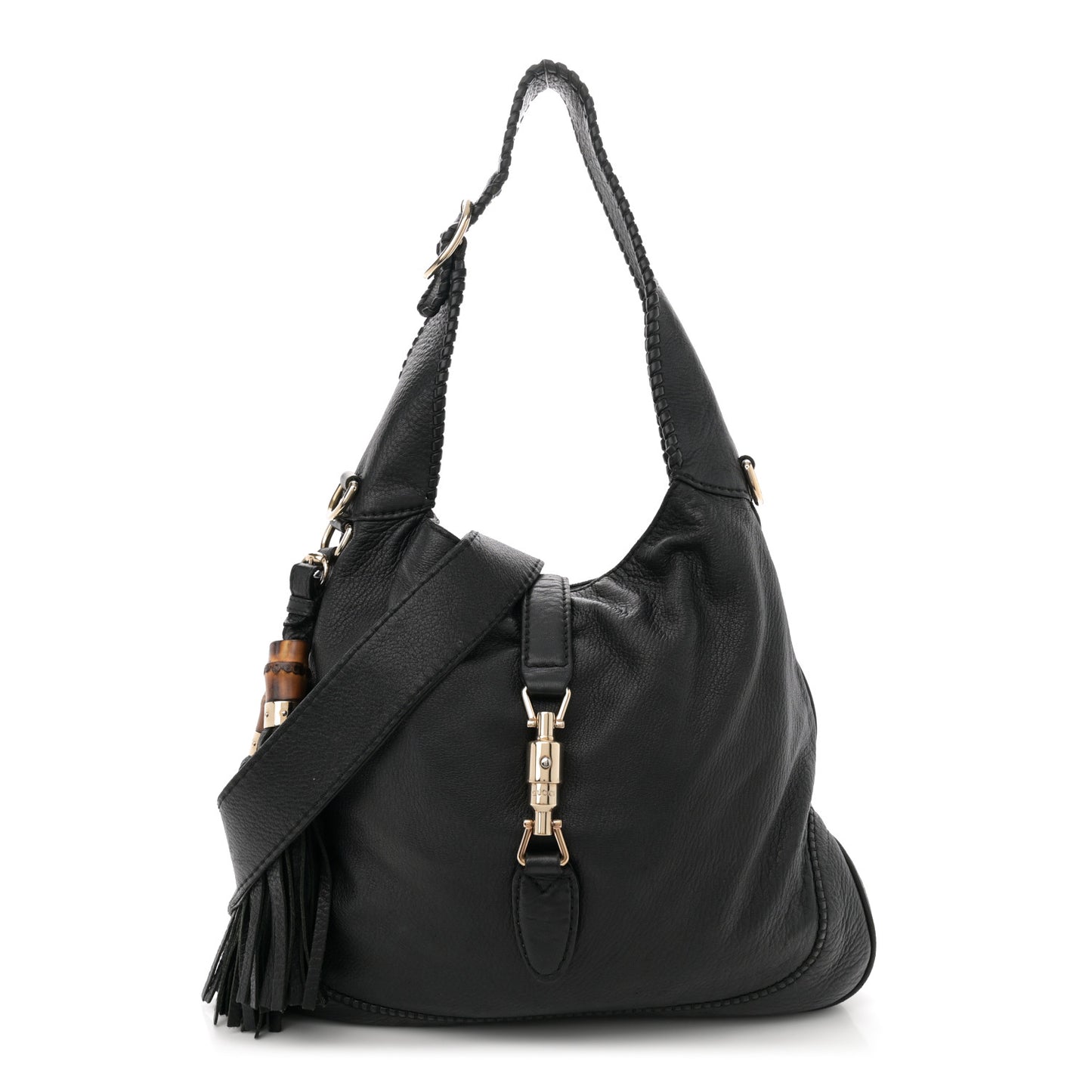 Pebbled Calfskin Medium New Jackie Shoulder Bag Black