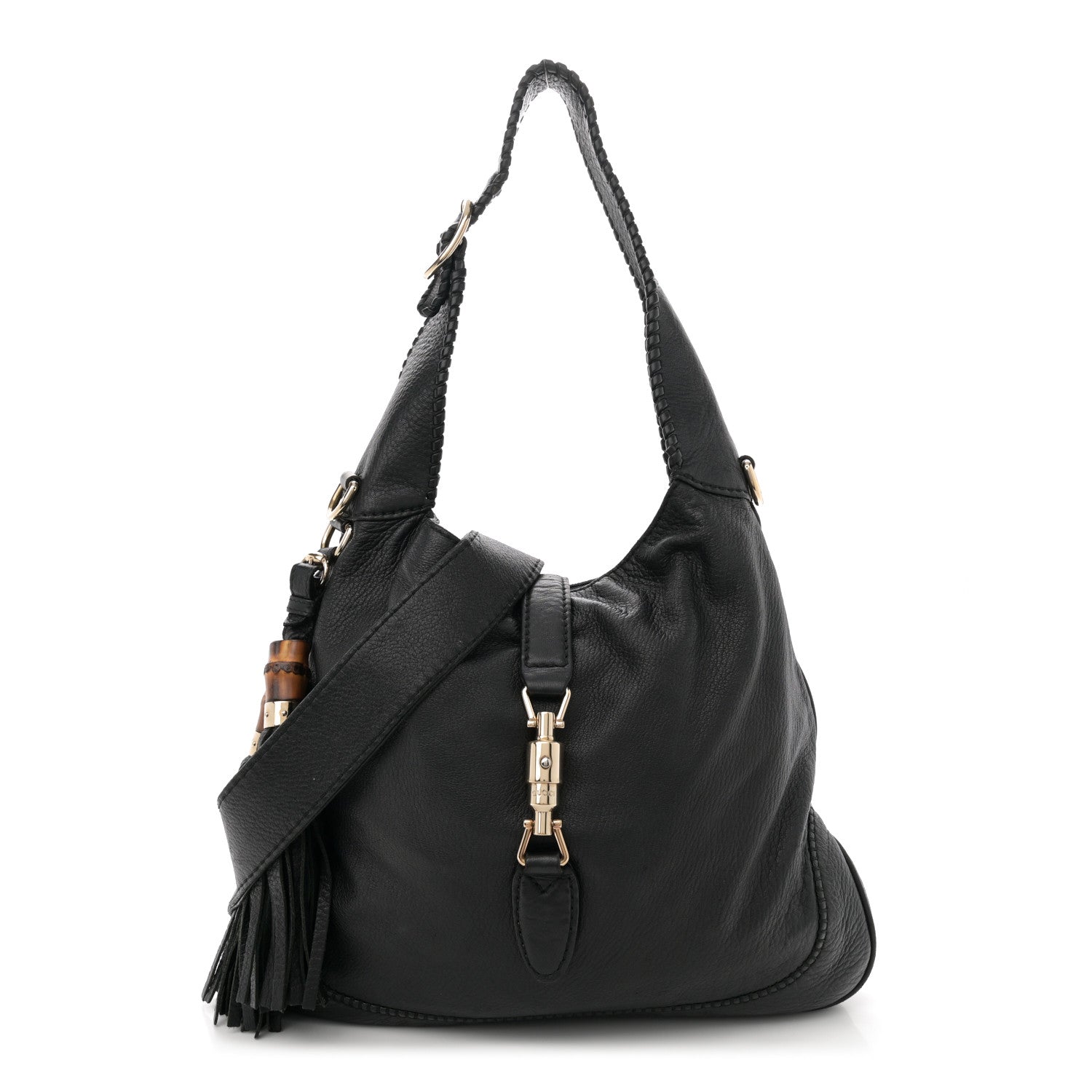 Gucci Pebbled Calfskin Medium New Jackie Shoulder Bag Black 1 of 14