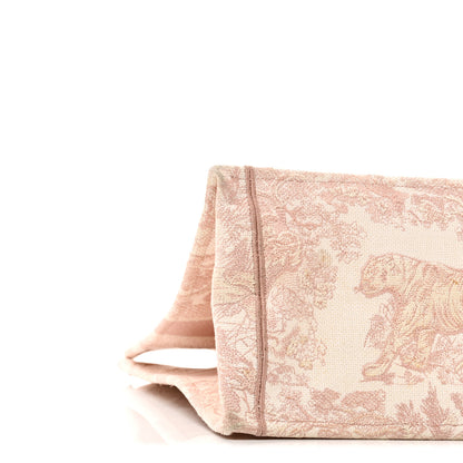 Christian Dior Canvas Toile De Jouy Embroidered Large Book Tote Pink 9 of 11